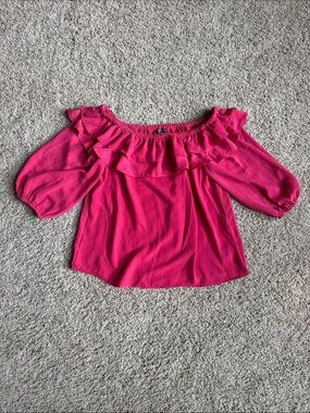 Vince Camuto Hot Pink Off-Shoulder Ruffle Blouse